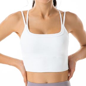 Lemedy Strappy Sports Bra Criss Cross Back Padded Yoga Crop Longline Tank Top