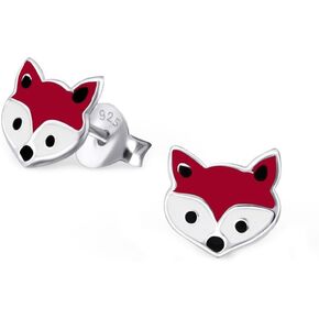 Cute Fox Face Studs Earrings 925 Stering Silver