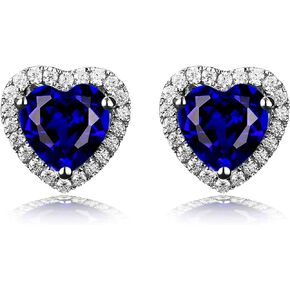 Navachi 925 Sterling Silver 18k White Gold Plated 4.5ct Heart Ruby Sapphire Emarald Stud Earrings