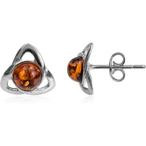 Ian and Valeri Co. Amber Sterling Silver Small Celtic Stud Earrings