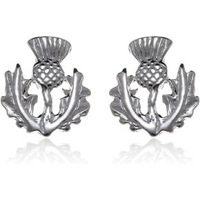 Alexander Castle 925 Sterling Silver Scottish Thistle Earrings - 12mm x 12mm Stud Earrings with Jewelry Gift Box - Scottish Gifts for Women Girls Teens