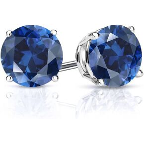 Gem Stone King 925 Sterling Silver Blue CZ Stud Earrings For Women (4.00 Cttw, Round Cut 8MM)