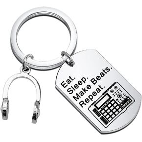 Gzrlyf Music Producer Keychain Beat Maker Gifts DJ Keychain Eat Sleep Make Beats Repeat Radio DJ Gifts Music Lover Gift