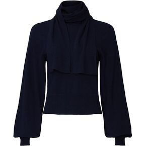 Women's Blue Knit Bow Sweater