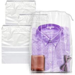 APQ Clear Drawstring Bag, 9 x 12 Inches. Pack of 50 Clear Plastic Drawstring Bags. 2 Mil Drawstring Clear Plastic Bags. Waterproof Clear Plastic Bags Drawstring for Cosmetics, Toiletries