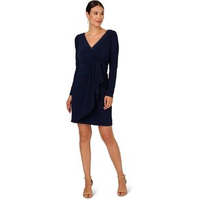 Adrianna Papell Long Sleeve Strecth Jersey Side Draped Dress