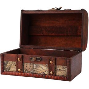 ZJchao Vintage Boxes, Wooden Box Jewelry Storage Case Handmade Treasure Chest Storage Box Vintage Wood Box Vintage Style Wooden Box Decoration Wood Storage Organizer for Jewelry Ornaments(#2)