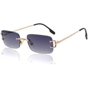 Small Narrow Rimless Sunglasses for Women Men Tiny 90s Frameless Rectangle Tinted Glasses Fashion Shades UV400