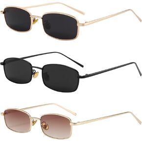 Dollger Retro Rectangle Sunglasses for Women Men Square Narrow Hip Hop Small Frame Sun Glasses