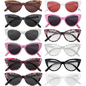 OWL 12 Pack Cat Eye Sunglasses for Women, UV Protected Retro Sunglasses Bulk, Beautiful Mix Patterns Cateye Shades for Women