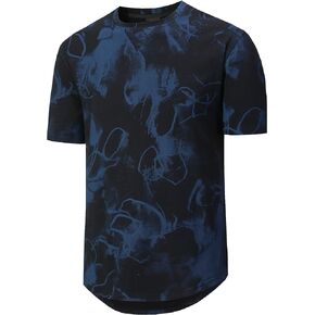JDJDOIC Men's Short Sleeve Longline T-Shirts - Premiu Hipster Hip Hop Tees for Men