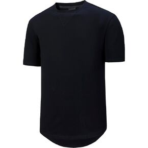 JDJDOIC Men's Short Sleeve Longline T-Shirts - Premiu Hipster Hip Hop Tees for Men