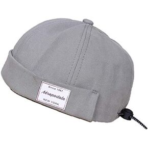 Brimless Sailor Fisherman Vintage Cap No Visor Skull Beanie Hat with Adjustable Drawstring