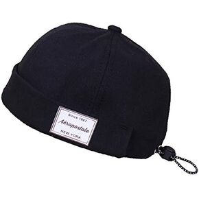 Brimless Sailor Fisherman Vintage Cap No Visor Skull Beanie Hat with Adjustable Drawstring