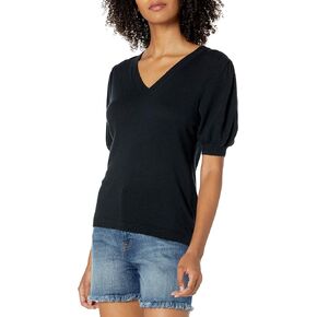 The Drop Women's Cindy Short Puff-Sleeve Crewneck Sweater