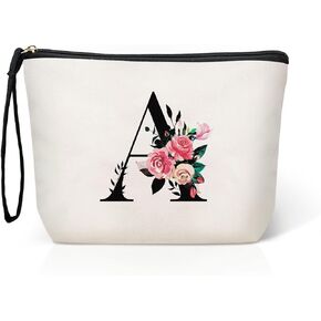 Personalized Gifts for Women - Initial Makeup Bag, Monogrammed Cosmetic Bags Toiletry Pouch, Birthday Gifts for Women, Gifts for Teen Girls (Letter A)