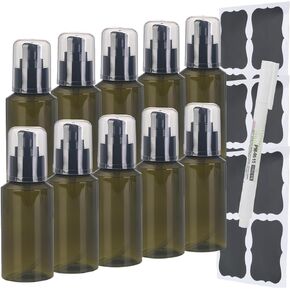 Sookdeo Mini Dispenser Portable Free Refillable Bottle with Pump & Lid for Travel Shampoo Conditioner Shower Soap Work Hand Dish Soap Lotion Makeup Essential Oil, 10 Pack, 3oz, 100ml (Cream White)