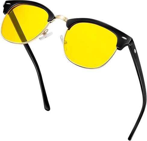 KANASTAL Semi Rimless Polarised Sunglasses Men Women Classic Horn Rimmed Frame UV400 Half Frame Shades in Saudi Arabia