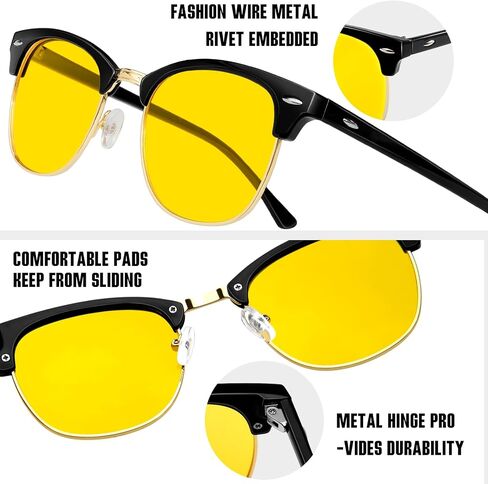 KANASTAL Semi Rimless Polarised Sunglasses Men Women Classic Horn Rimmed Frame UV400 Half Frame Shades in Saudi Arabia