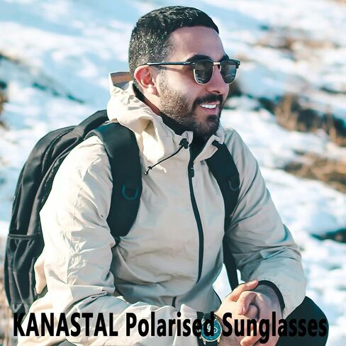 KANASTAL Semi Rimless Polarised Sunglasses Men Women Classic Horn Rimmed Frame UV400 Half Frame Shades in Saudi Arabia