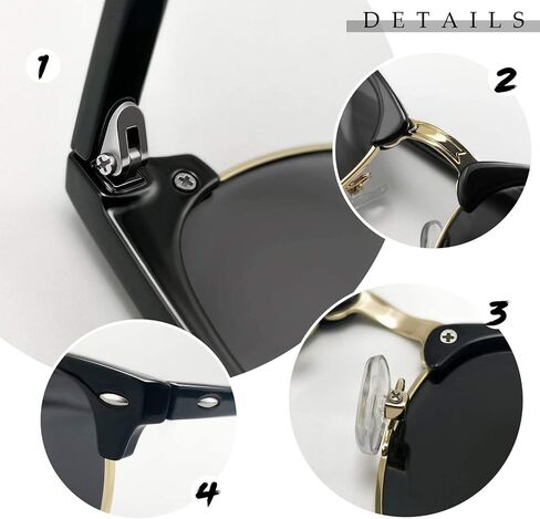 KANASTAL Semi Rimless Polarised Sunglasses Men Women Classic Horn Rimmed Frame UV400 Half Frame Shades in Saudi Arabia