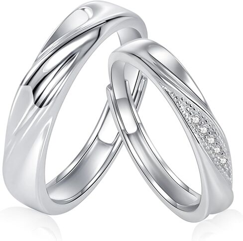 Vxddy Promise Rings for Couples Matching Couple Ring Cross Love River S925 Sterling Silver Adjustable Him and Her Engagement Marry Wedding Band Cute Gifts, Precious Metal, Cubic Zirconia in Kuwait