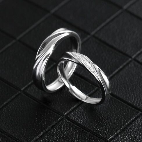 Vxddy Promise Rings for Couples Matching Couple Ring Cross Love River S925 Sterling Silver Adjustable Him and Her Engagement Marry Wedding Band Cute Gifts, Precious Metal, Cubic Zirconia in Kuwait