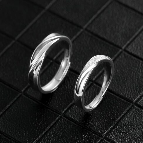 Vxddy Promise Rings for Couples Matching Couple Ring Cross Love River S925 Sterling Silver Adjustable Him and Her Engagement Marry Wedding Band Cute Gifts, Precious Metal, Cubic Zirconia in Kuwait