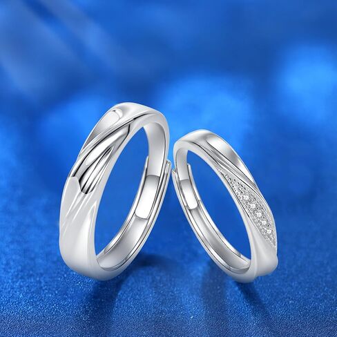 Vxddy Promise Rings for Couples Matching Couple Ring Cross Love River S925 Sterling Silver Adjustable Him and Her Engagement Marry Wedding Band Cute Gifts, Precious Metal, Cubic Zirconia in Kuwait