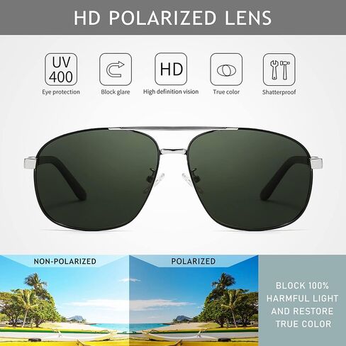 نظارات شمسية مربعة للرجال من SUNGAIT حماية من الأشعة فوق البنفسجية 400، ظلال طيار للرجال أثناء قيادة الصيد in Kuwait