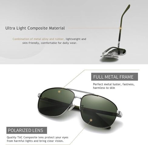 نظارات شمسية مربعة للرجال من SUNGAIT حماية من الأشعة فوق البنفسجية 400، ظلال طيار للرجال أثناء قيادة الصيد in Kuwait