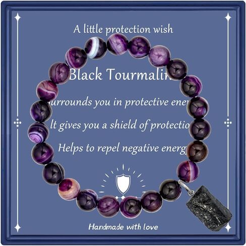 Natural Tourmaline Healing Bracelet Protection Energy Tourmaline Charm Bracelet Anxiety Relaxation Gifts for Women Girls in Saudi Arabia