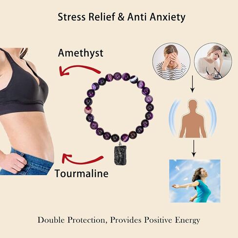Natural Tourmaline Healing Bracelet Protection Energy Tourmaline Charm Bracelet Anxiety Relaxation Gifts for Women Girls in Saudi Arabia