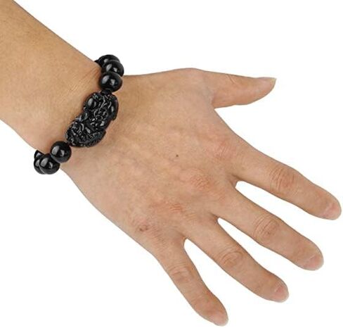 2 قطعة سوار Pi Xiu فنغ شوي الأسود سبج الثروة سوار للنساء الرجال مرونة قابلة للتعديل in Kuwait