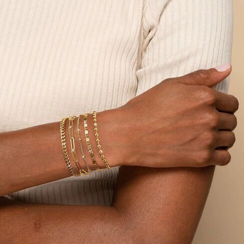 Gold Bracelets for Women,Dainty Bracelets Set for Women Trendy, Gold Bracelets Stack With Beaded, Cuban, Paperclip, Heart, Snake, Rope, Pearl, Cross, Hand Chain, Silver Jewelry Gifts for Women Christmas in Saudi Arabia