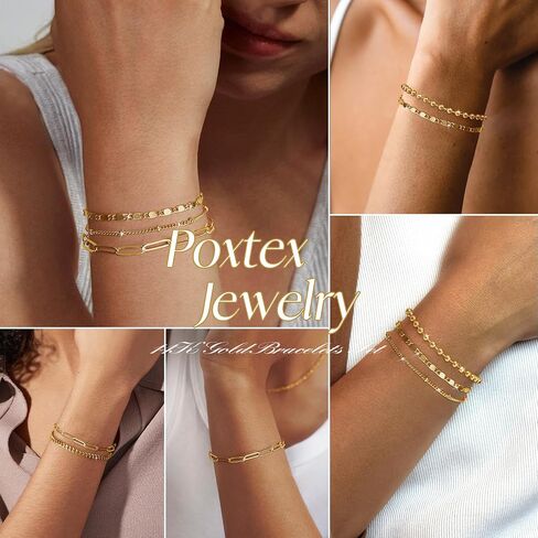 Gold Bracelets for Women,Dainty Bracelets Set for Women Trendy, Gold Bracelets Stack With Beaded, Cuban, Paperclip, Heart, Snake, Rope, Pearl, Cross, Hand Chain, Silver Jewelry Gifts for Women Christmas in Saudi Arabia