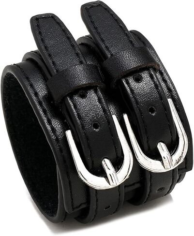 Xusamss Punk Jewelry Wristband Belt Buckle Bracelet Wide Leather Armband Cuff Bracelet in Saudi Arabia