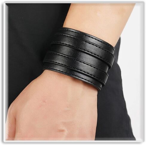 Xusamss Punk Jewelry Wristband Belt Buckle Bracelet Wide Leather Armband Cuff Bracelet in Saudi Arabia