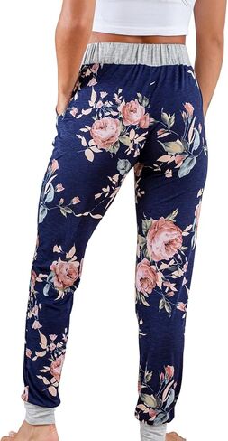 Women's Jogger Pants Drawstring Elastic Waist Lounge Pants Floral Print Yoga Boho Trousers in Kuwait