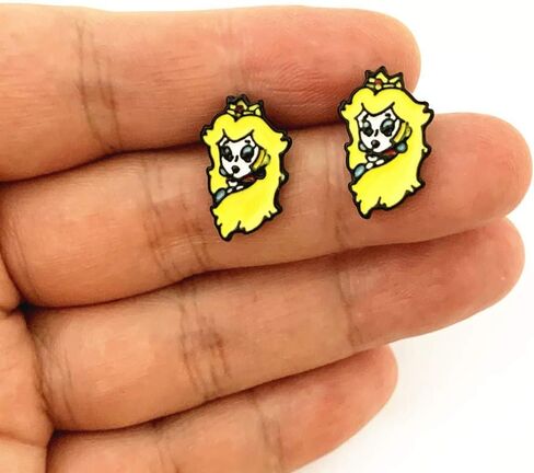 Wonderful Boutique TV Movies Show Anime Cartoon Supe Mario princes peach Stud earrings Gifts for woman girl, Metal, alloy in Kuwait