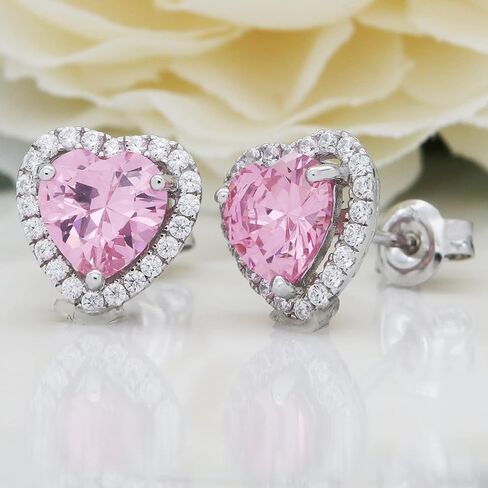 Navachi 925 Sterling Silver 18k White Gold Plated 4.5ct Heart Ruby Sapphire Emarald Stud Earrings in Saudi Arabia