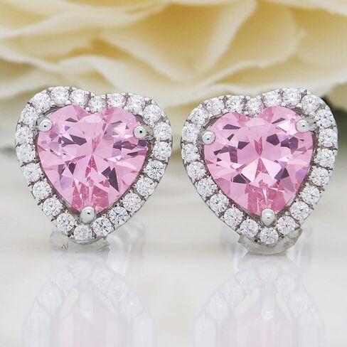 Navachi 925 Sterling Silver 18k White Gold Plated 4.5ct Heart Ruby Sapphire Emarald Stud Earrings in Saudi Arabia