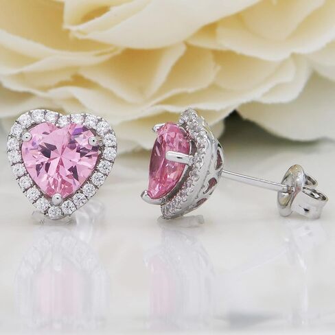Navachi 925 Sterling Silver 18k White Gold Plated 4.5ct Heart Ruby Sapphire Emarald Stud Earrings in Saudi Arabia