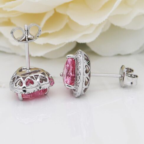 Navachi 925 Sterling Silver 18k White Gold Plated 4.5ct Heart Ruby Sapphire Emarald Stud Earrings in Saudi Arabia