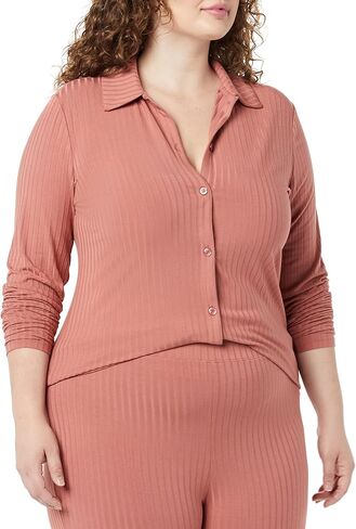 Amazon Essentials Women's Wide Rib Long Sleeve Button-up Collared Cardigan (Previously Daily Ritual) in Saudi Arabia