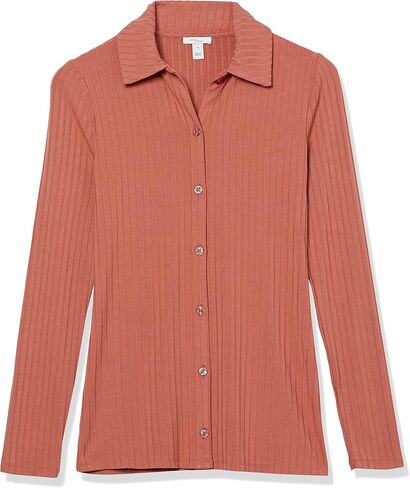 Amazon Essentials Women's Wide Rib Long Sleeve Button-up Collared Cardigan (Previously Daily Ritual) in Saudi Arabia