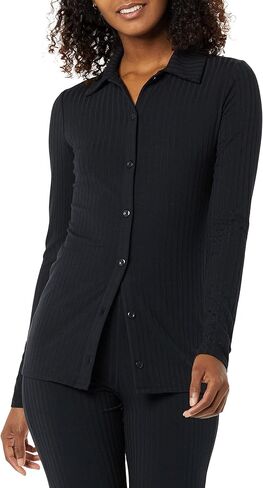 Amazon Essentials Women's Wide Rib Long Sleeve Button-up Collared Cardigan (Previously Daily Ritual) in Kuwait
