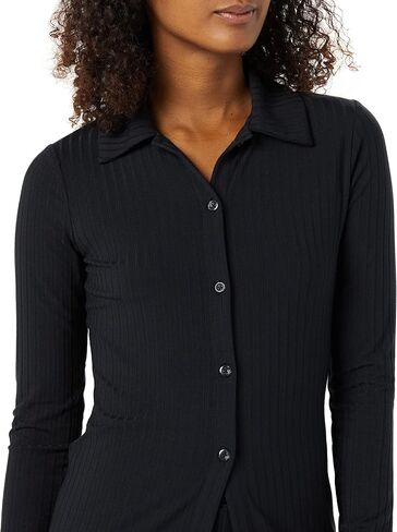 Amazon Essentials Women's Wide Rib Long Sleeve Button-up Collared Cardigan (Previously Daily Ritual) in Kuwait