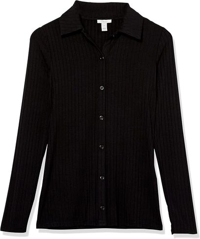 Amazon Essentials Women's Wide Rib Long Sleeve Button-up Collared Cardigan (Previously Daily Ritual) in Kuwait