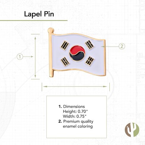 South Korea Lapel Pin Country Flag Enamel Souvenir Made of Metal Hat Men Women Patriotic Korean (Waving Flag Lapel Pin) in Saudi Arabia
